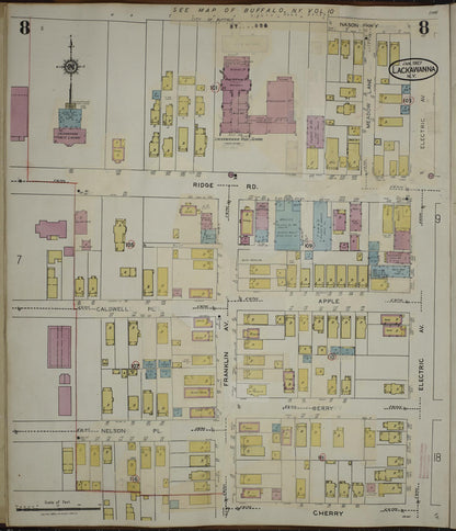 Sanborn Fire Insurance Map from Lackawanna, Erie County, New York (1950), Sheet #0008 - Historic Sanborn Fire Insurance Map Print, vintage old map wall art, antique decor, genealogy gift, New York New York map
