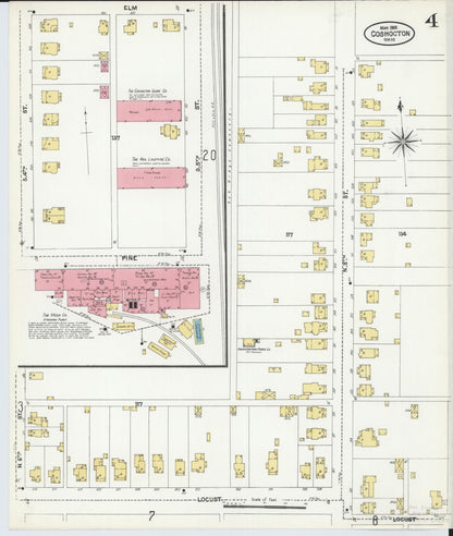 Sanborn Fire Insurance Map from Coshocton, Coshocton County, Ohio (1905), Sheet #0004 - Historic Sanborn Fire Insurance Map Print, vintage old map wall art, antique decor, genealogy gift, Ohio Ohio map