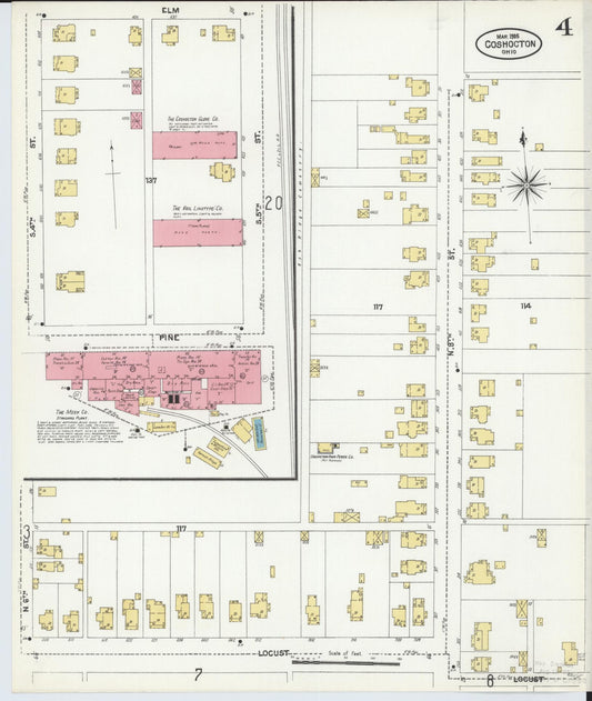 Sanborn Fire Insurance Map from Coshocton, Coshocton County, Ohio (1905), Sheet #0004 - Historic Sanborn Fire Insurance Map Print, vintage old map wall art, antique decor, genealogy gift, Ohio Ohio map