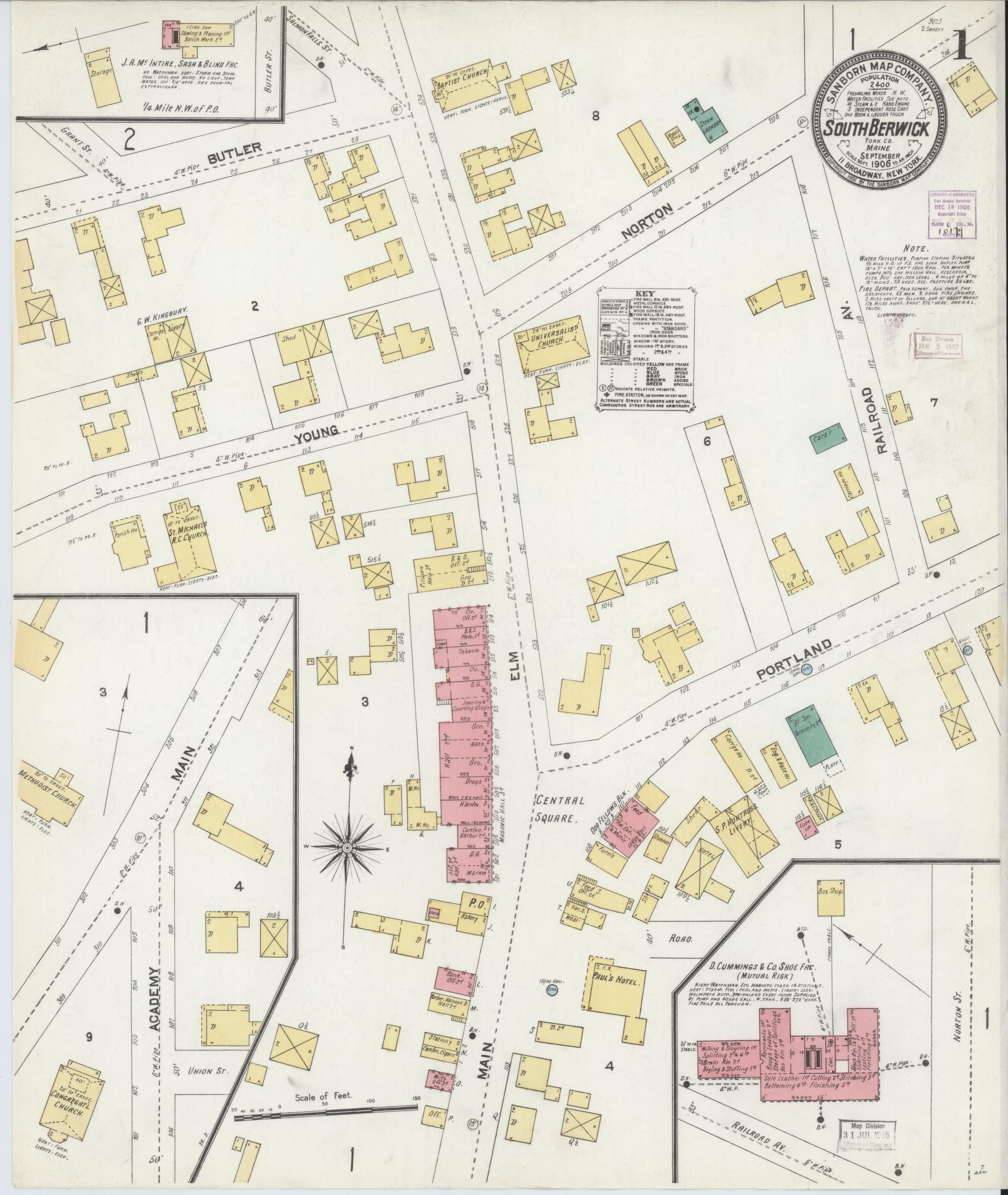 Sanborn Fire Insurance Map from South Berwick, York County, Maine. (1906) – Historic Sanborn Fire Insurance Map Print