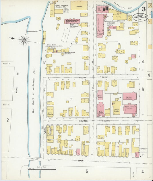 Sanborn Fire Insurance Map from Honesdale, Wayne County, Pennsylvania (1903), Sheet #0003 - Historic Sanborn Fire Insurance Map Print, vintage old map wall art, antique decor, genealogy gift, Pennsylvania Pennsylvania map
