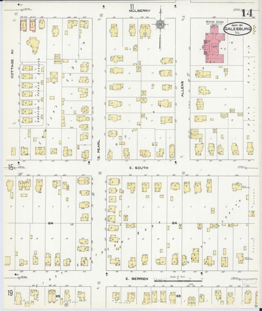 Sanborn Fire Insurance Map from Galesburg, Knox County, Illinois (1911), Sheet #0014 - Historic Sanborn Fire Insurance Map Print, vintage old map wall art, antique decor, genealogy gift, Illinois Illinois map