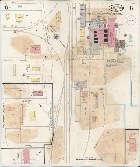Sanborn Fire Insurance Map from Flat River, Saint Francois County, Missouri (1938), Sheet #0006 - Historic Sanborn Fire Insurance Map Print, vintage old map wall art, antique decor, genealogy gift, Missouri Missouri map