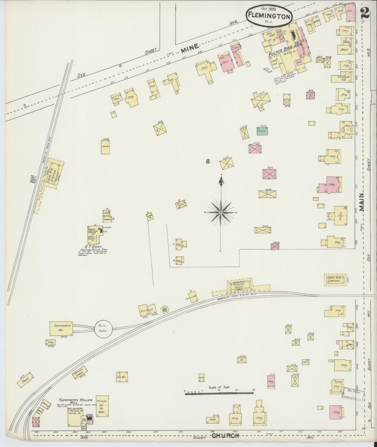 Sanborn Fire Insurance Map from Flemington, Hunterdon County, New Jersey (1890), Sheet #0002 - Complete Map Set gallery image, historic Sanborn map, vintage wall art, New Jersey New Jersey