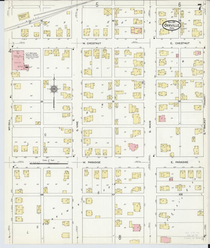 Sanborn Fire Insurance Map from Orrville, Wayne County, Ohio (1911), Sheet #0007 - Historic Sanborn Fire Insurance Map Print, vintage old map wall art, antique decor, genealogy gift, Ohio Ohio map