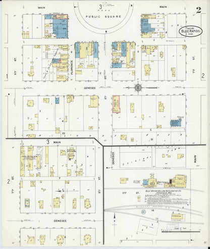 Sanborn Fire Insurance Map from Blue Rapids, Marshall County, Kansas (1911), Sheet #0002 - Complete Map Set gallery image, historic Sanborn map, vintage wall art, Kansas Kansas