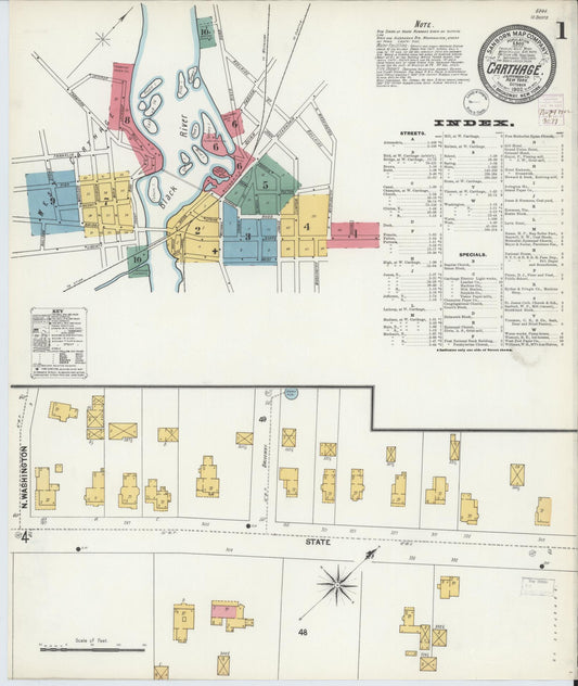 Sanborn Fire Insurance Map from Carthage, Jefferson County, New York (1902), Sheet #0001 - Complete Map Set gallery image, historic Sanborn map, vintage wall art, New York New York