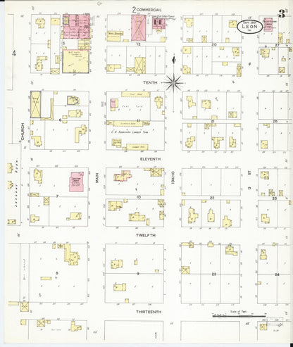 Sanborn Fire Insurance Map from Leon, Decatur County, Iowa (1907), Sheet #0003 - Historic Sanborn Fire Insurance Map Print