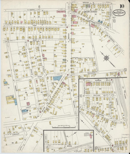 Sanborn Fire Insurance Map from Woodbury, Gloucester County, New Jersey (1915), Sheet #0010 - Historic Sanborn Fire Insurance Map Print, vintage old map wall art, antique decor, genealogy gift, New Jersey New Jersey map