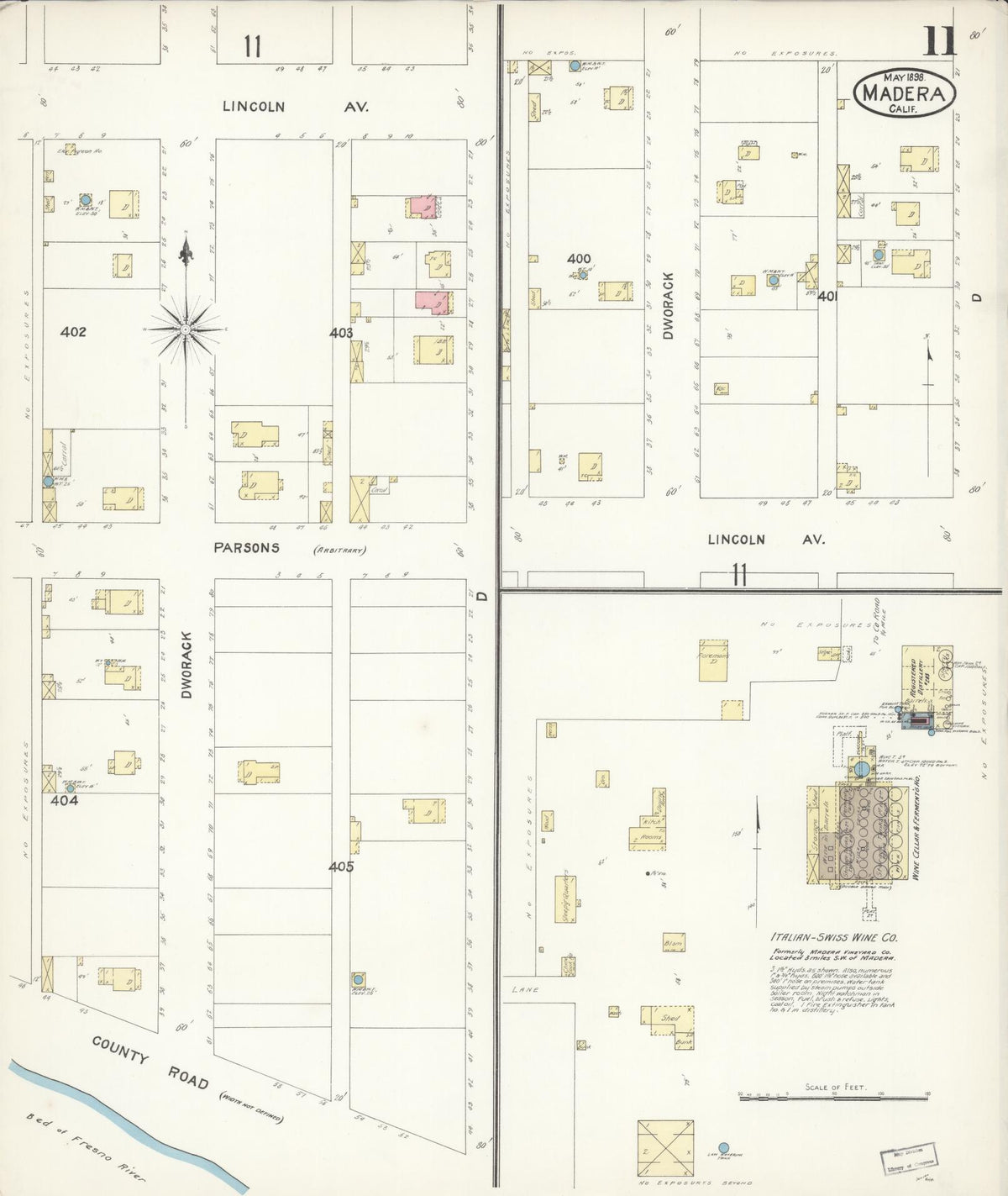 Sanborn Fire Insurance Map from Madera, Madera County, California (1898), Sheet #0011 - Complete Map Set gallery image, historic Sanborn map, vintage wall art, California California