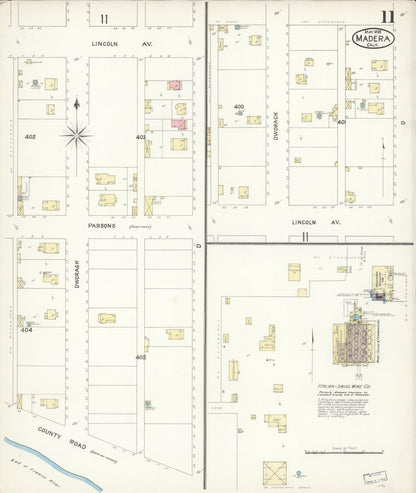 Sanborn Fire Insurance Map from Madera, Madera County, California (1898), Sheet #0011 - Complete Map Set gallery image, historic Sanborn map, vintage wall art, California California