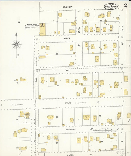 Sanborn Fire Insurance Map from Hood River, Hood River County, Oregon (1905), Sheet #0002 - Historic Sanborn Fire Insurance Map Print, vintage old map wall art, antique decor, genealogy gift, Oregon Oregon map