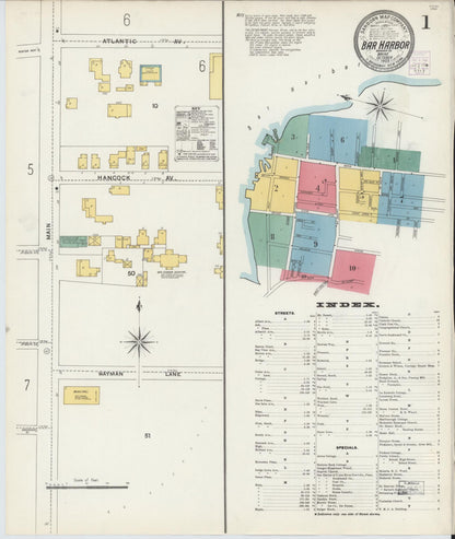 Sanborn Fire Insurance Map from Bar Harbor, Hancock County, Maine (1903), Sheet #0001 - Complete Map Set gallery image, historic Sanborn map, vintage wall art, Maine Maine