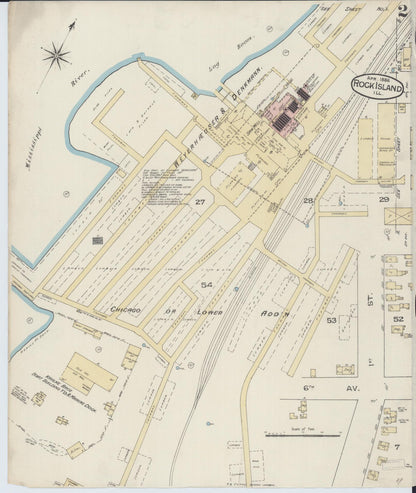 Sanborn Fire Insurance Map from Rock Island, Rock Island County, Illinois (1886), Sheet #0002 - Complete Map Set gallery image, historic Sanborn map, vintage wall art, Illinois Illinois