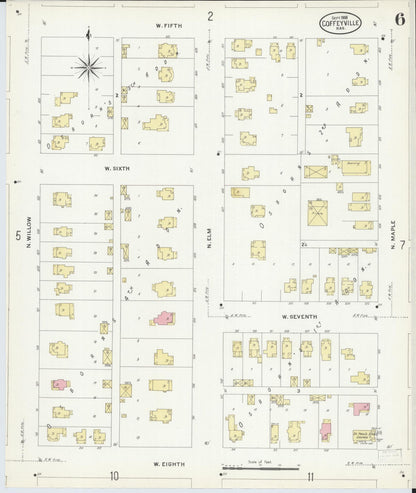 Sanborn Fire Insurance Map from Coffeyville, Montgomery County, Kansas (1908), Sheet #0006 - Complete Map Set gallery image, historic Sanborn map, vintage wall art, Kansas Kansas