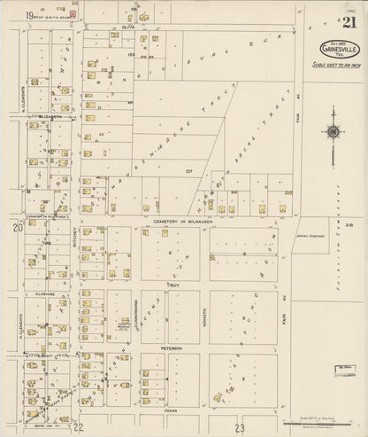 Sanborn Fire Insurance Map from Gainesville, Cooke County, Texas (1922), Sheet #0021 - Complete Map Set gallery image, historic Sanborn map, vintage wall art, Texas Texas