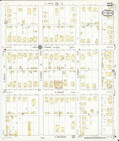 Sanborn Fire Insurance Map from Pittsburg, Crawford County, Kansas (1913), Sheet #0025 - Complete Map Set gallery image, historic Sanborn map, vintage wall art, Kansas Kansas