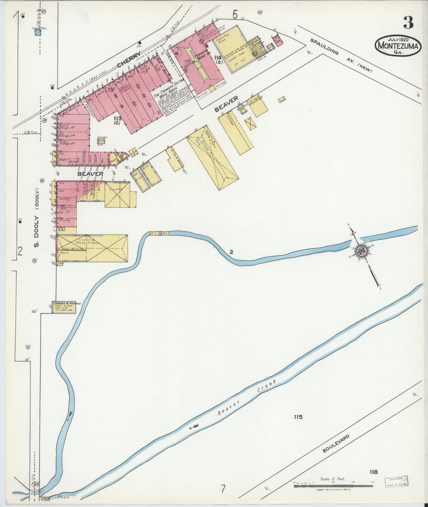 Sanborn Fire Insurance Map from Montezuma, Macon County, Georgia (1920), Sheet #0003 - Complete Map Set gallery image, historic Sanborn map, vintage wall art, Georgia Georgia