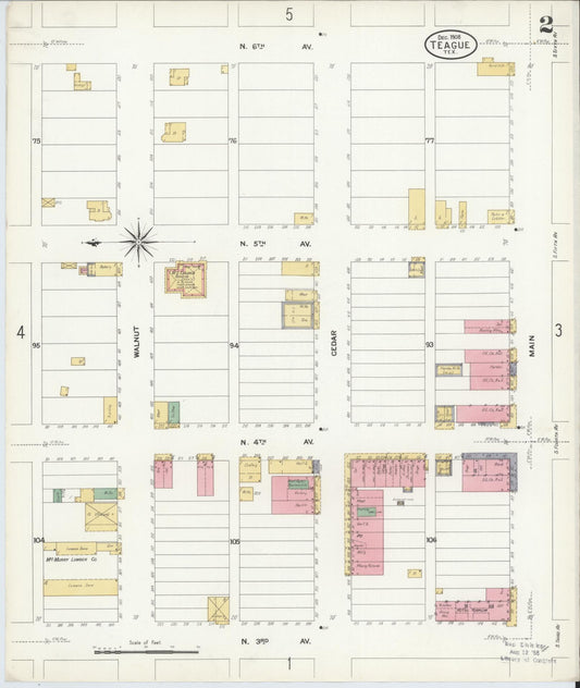 Sanborn Fire Insurance Map from Teague, Freestone County, Texas (1908), Sheet #0002 - Historic Sanborn Fire Insurance Map Print, vintage old map wall art, antique decor, genealogy gift, Texas Texas map