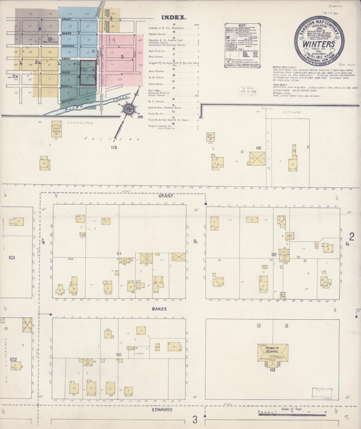 Sanborn Fire Insurance Map from Winters, Yolo County, California (1911), Sheet #0001 - Complete Map Set gallery image, historic Sanborn map, vintage wall art, California California