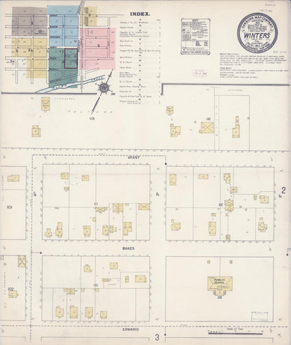 Sanborn Fire Insurance Map from Winters, Yolo County, California (1911), Sheet #0001 - Complete Map Set gallery image, historic Sanborn map, vintage wall art, California California