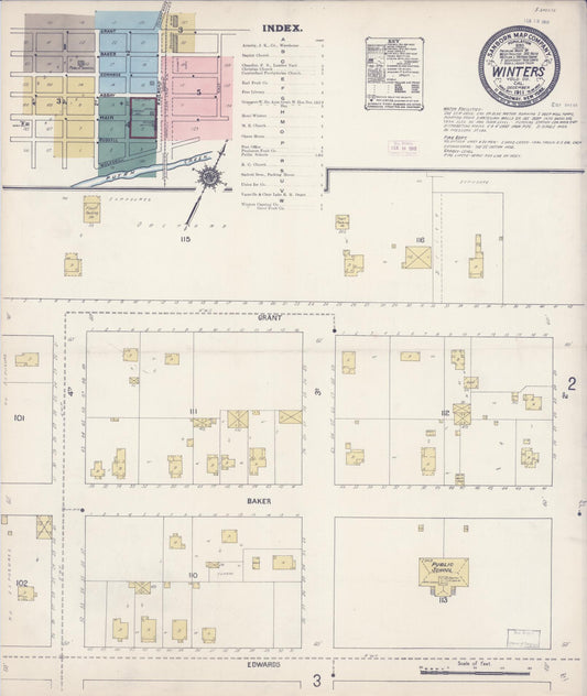 Sanborn Fire Insurance Map from Winters, Yolo County, California (1911), Sheet #0001 - Complete Map Set gallery image, historic Sanborn map, vintage wall art, California California