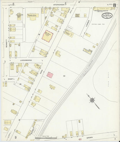 Sanborn Fire Insurance Map from Duryea, Luzerne County, Pennsylvania (1914), Sheet #0008 - Complete Map Set gallery image, historic Sanborn map, vintage wall art, Pennsylvania Pennsylvania