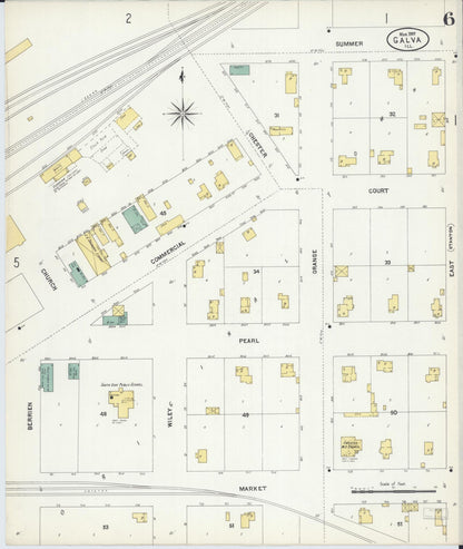 Sanborn Fire Insurance Map from Galva, Henry County, Illinois (1907), Sheet #0006 - Historic Sanborn Fire Insurance Map Print, vintage old map wall art, antique decor, genealogy gift, Illinois Illinois map
