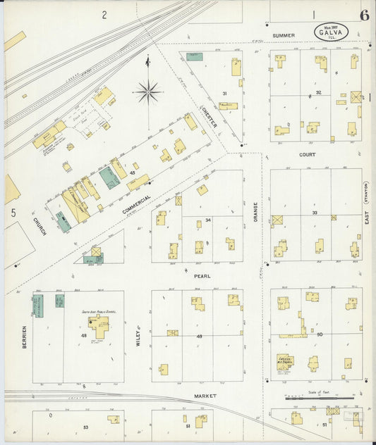 Sanborn Fire Insurance Map from Galva, Henry County, Illinois (1907), Sheet #0006 - Historic Sanborn Fire Insurance Map Print, vintage old map wall art, antique decor, genealogy gift, Illinois Illinois map