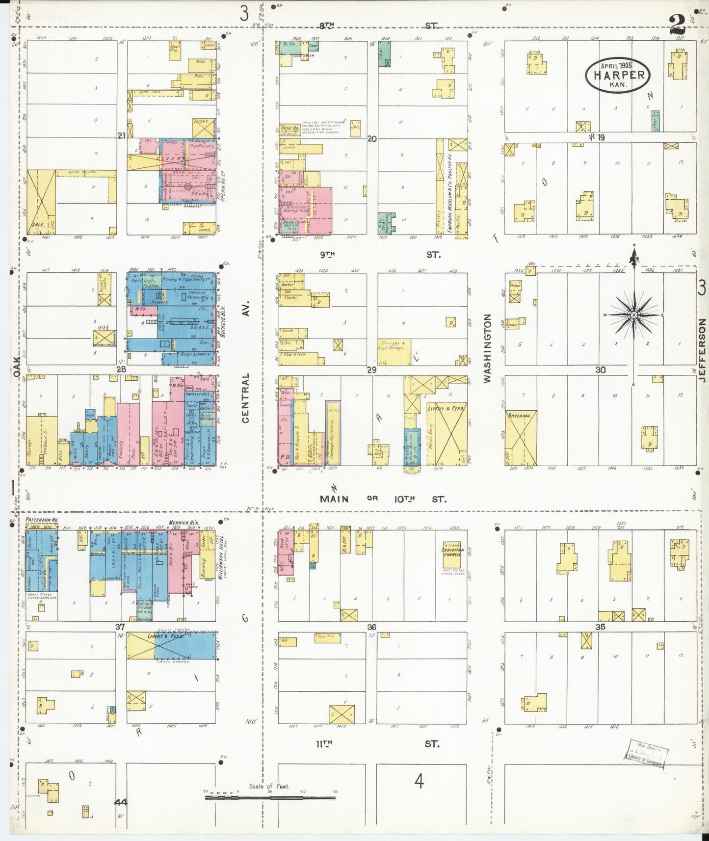 Sanborn Fire Insurance Map from Harper, Harper County, Kansas (1905), Sheet #0002 - Complete Map Set gallery image, historic Sanborn map, vintage wall art, Kansas Kansas
