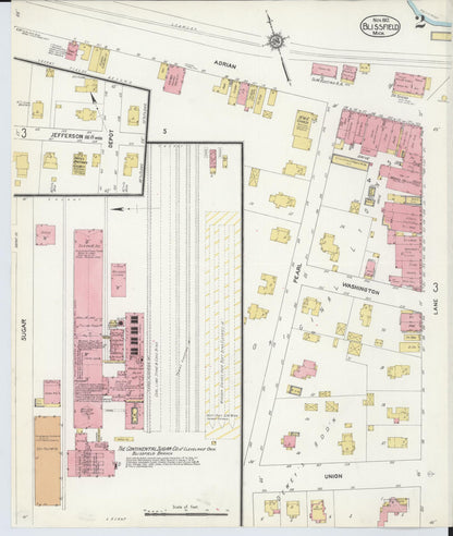 Sanborn Fire Insurance Map from Blissfield, Lenawee County, Michigan (1912), Sheet #0002 - Complete Map Set gallery image, historic Sanborn map, vintage wall art, Michigan Michigan