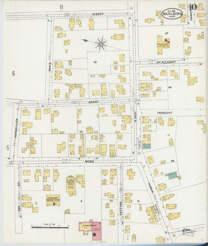 Sanborn Fire Insurance Map from Marlborough, Middlesex County, Massachusetts (1906), Sheet #0010 - Complete Map Set gallery image, historic Sanborn map, vintage wall art, Massachusetts Massachusetts
