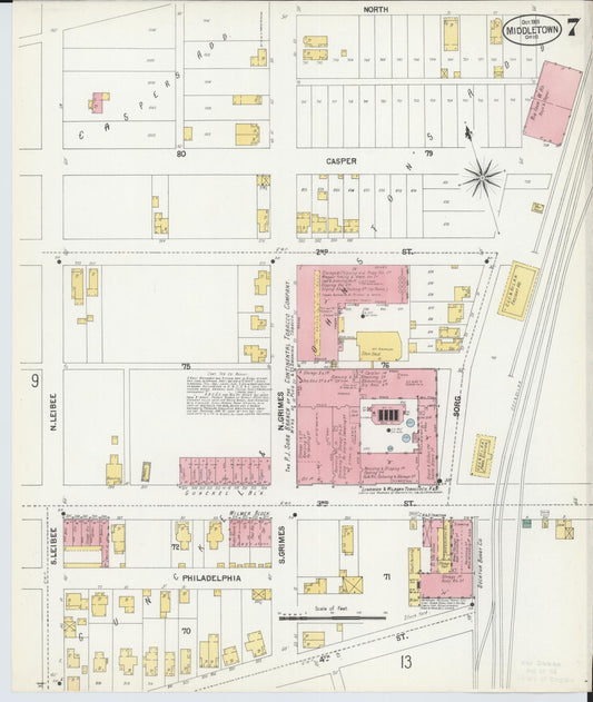 Sanborn Fire Insurance Map from Middletown, Butler County, Ohio (1901), Sheet #0007 - Historic Sanborn Fire Insurance Map Print, vintage old map wall art, antique decor, genealogy gift, Ohio Ohio map