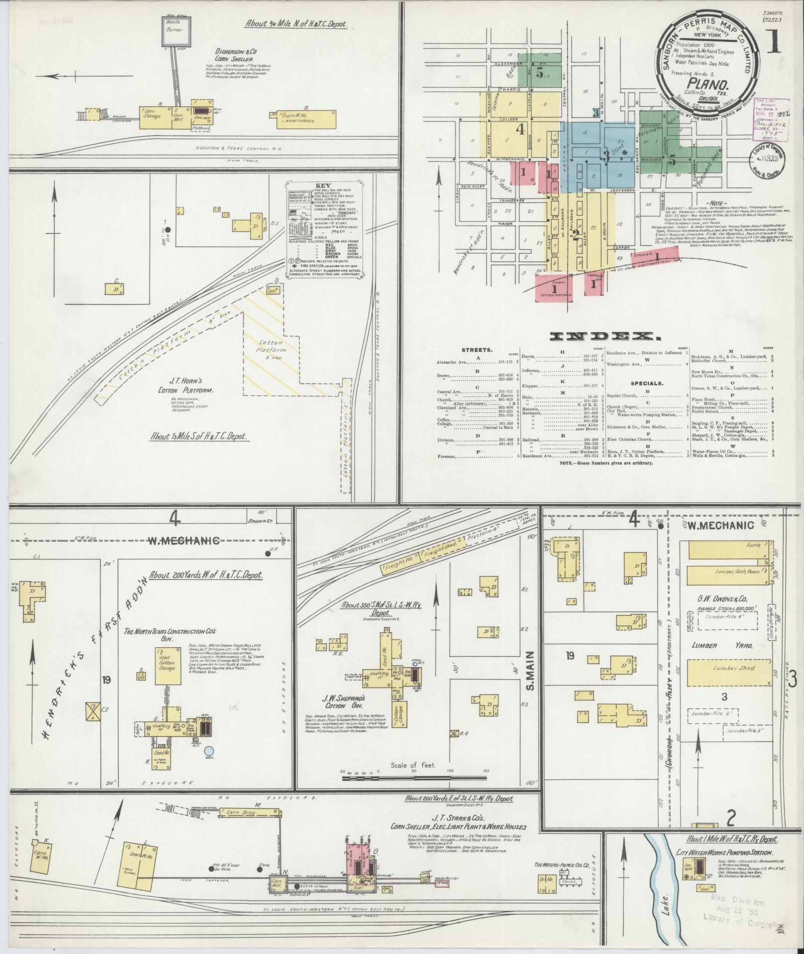 Sanborn Fire Insurance Map from Plano, Collin County, Texas. (1901) – Historic Sanborn Fire Insurance Map Print