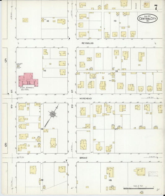 Sanborn Fire Insurance Map from Central City, Mublenberg County, Kentucky (1912), Sheet #0007 - Historic Sanborn Fire Insurance Map Print, vintage old map wall art, antique decor, genealogy gift, Kentucky Kentucky map