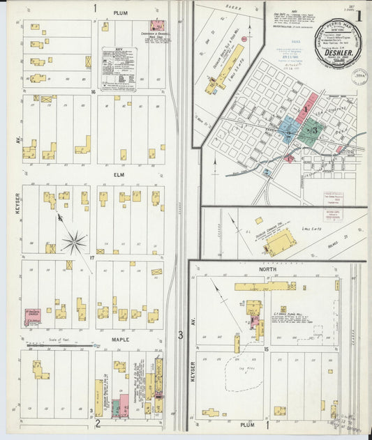 Sanborn Fire Insurance Map from Deshler, Henry County, Ohio (1900), Sheet #0001 - Historic Sanborn Fire Insurance Map Print, vintage old map wall art, antique decor, genealogy gift, Ohio Ohio map