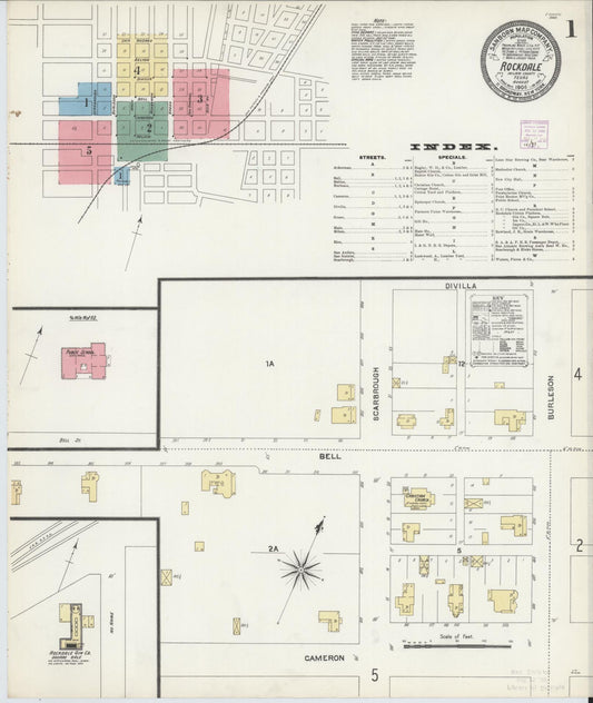 Sanborn Fire Insurance Map from Rockdale, Milam County, Texas (1906), Sheet #0001 - Historic Sanborn Fire Insurance Map Print, vintage old map wall art, antique decor, genealogy gift, Texas Texas map