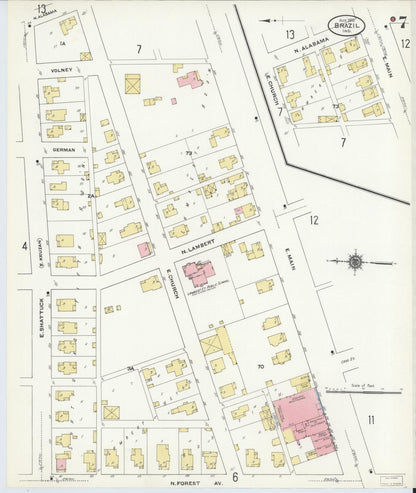 Sanborn Fire Insurance Map from Brazil, Clay County, Indiana (1910), Sheet #0007 - Historic Sanborn Fire Insurance Map Print, vintage old map wall art, antique decor, genealogy gift, Indiana Indiana map