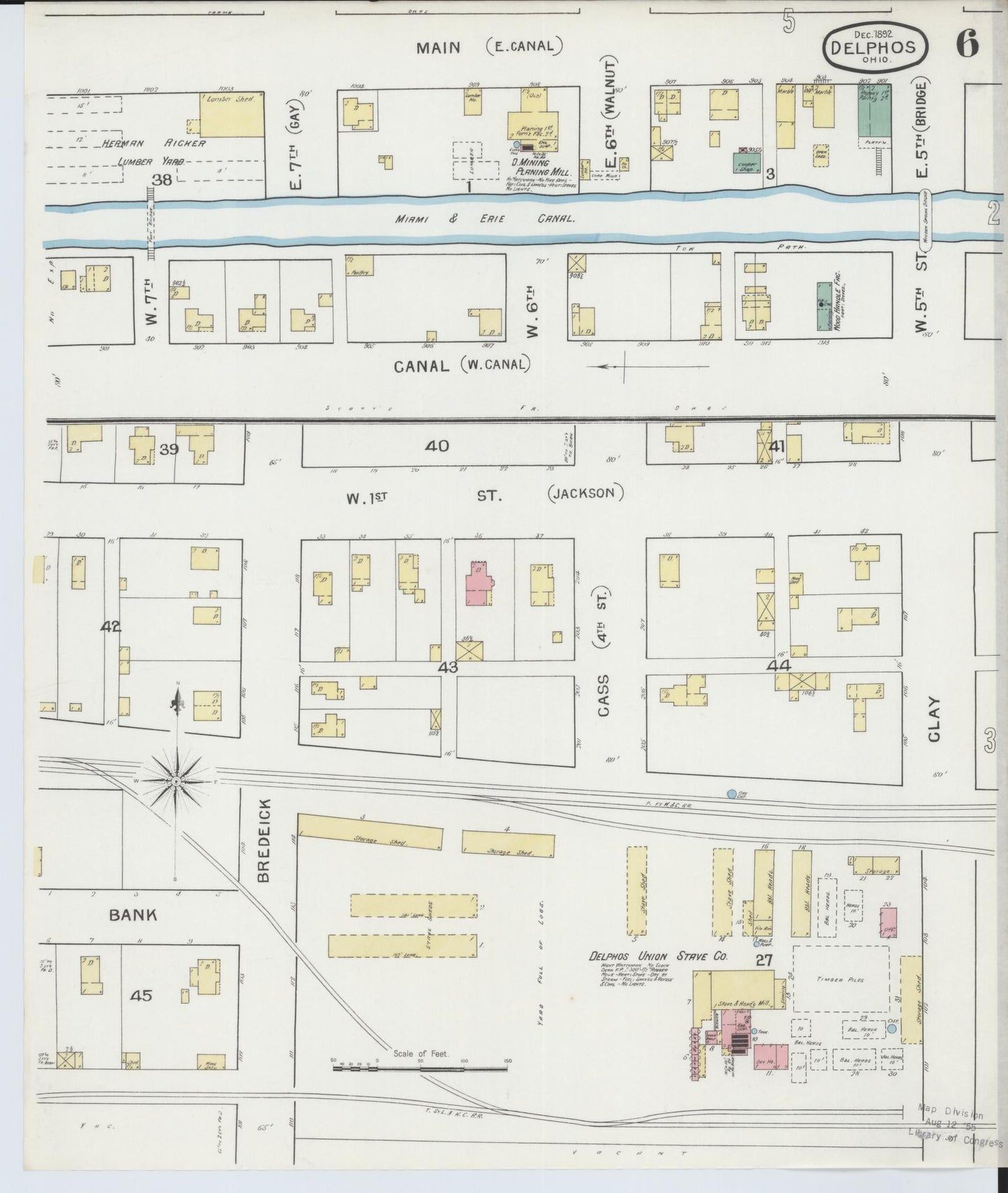 Sanborn Fire Insurance Map from Delphos, Van Wert And Allen Counties, Ohio (1892), Sheet #0006 - Historic Sanborn Fire Insurance Map Print, vintage old map wall art, antique decor, genealogy gift, Ohio Ohio map