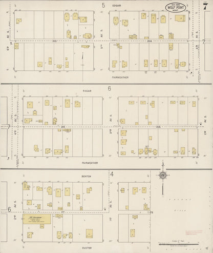 Sanborn Fire Insurance Map from Wolf Point, Roosevelt County, Montana (1920), Sheet #0007 - Complete Map Set gallery image, historic Sanborn map, vintage wall art, Montana Montana