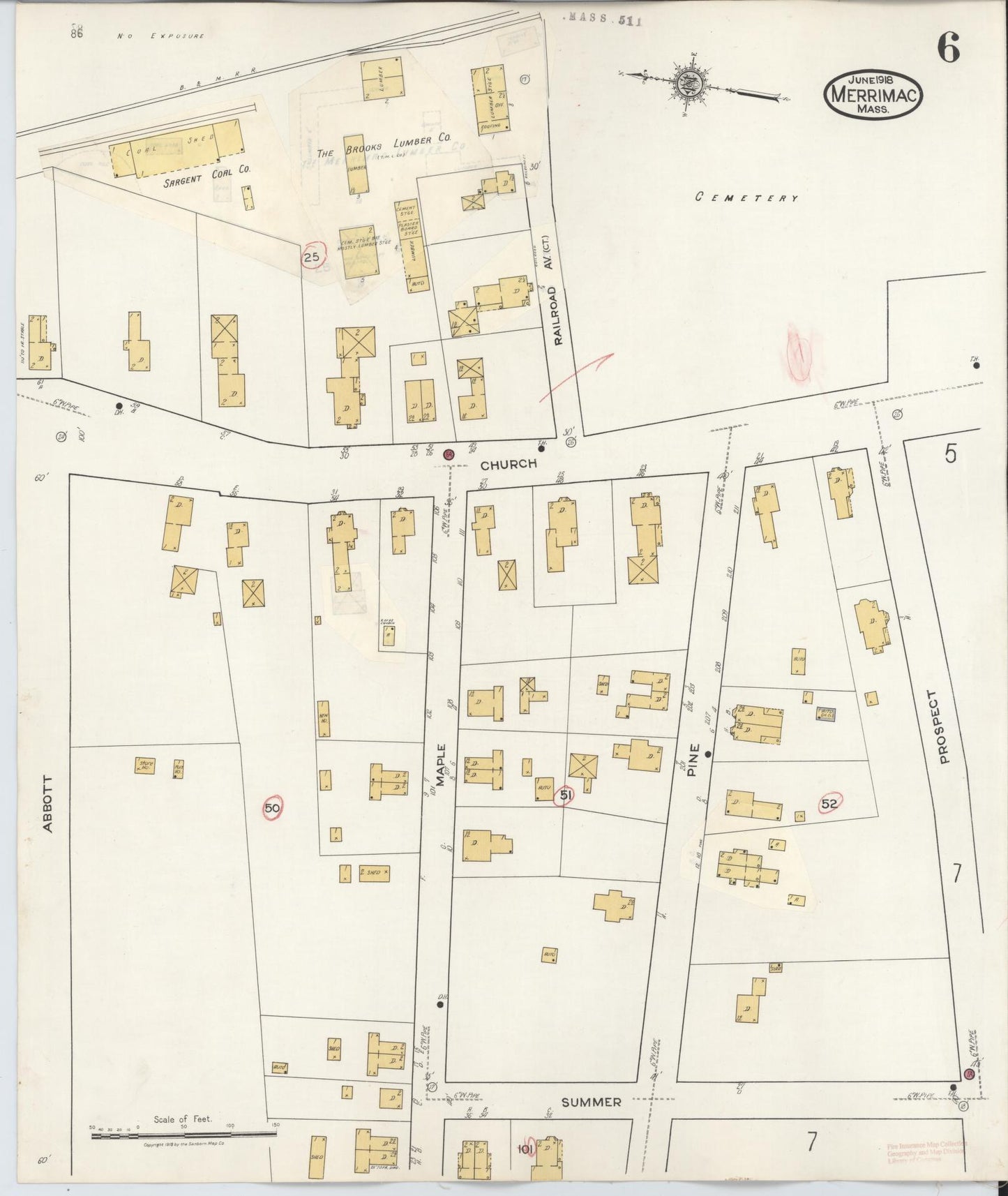 Sanborn Fire Insurance Map from Merrimac, Essex County, Massachusetts (1934), Sheet #0006 - Complete Map Set gallery image, historic Sanborn map, vintage wall art, Massachusetts Massachusetts