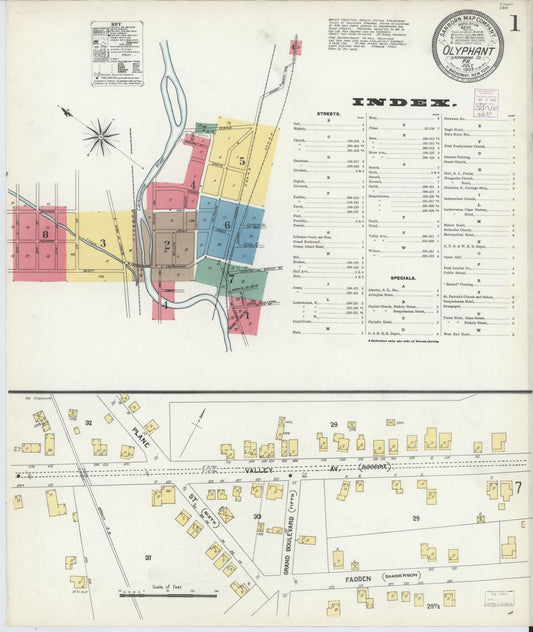 Sanborn Fire Insurance Map from Olyphant, Lackawanna County, Pennsylvania (1903), Sheet #0001 - Historic Sanborn Fire Insurance Map Print, vintage old map wall art, antique decor, genealogy gift, Pennsylvania Pennsylvania map