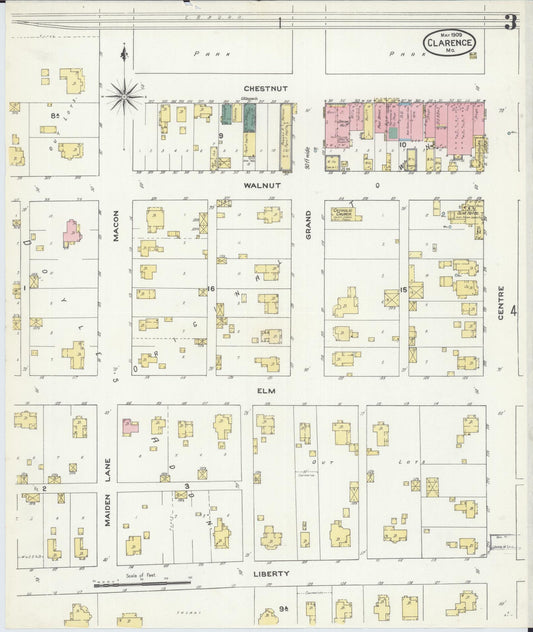 Sanborn Fire Insurance Map from Clarence, Shelby County, Missouri (1909), Sheet #0003 - Historic Sanborn Fire Insurance Map Print, vintage old map wall art, antique decor, genealogy gift, Missouri Missouri map