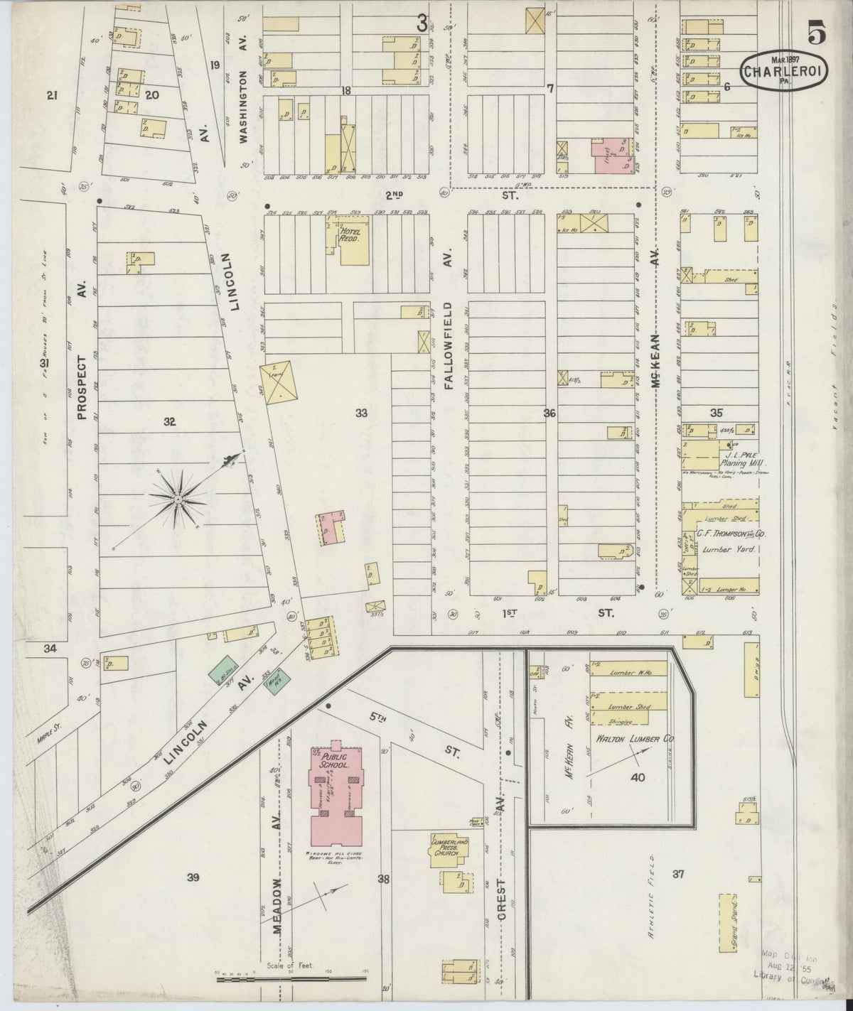 Sanborn Fire Insurance Map from Charleroi, Washington County, Pennsylvania (1897), Sheet #0005 - Complete Map Set gallery image, historic Sanborn map, vintage wall art, Pennsylvania Pennsylvania