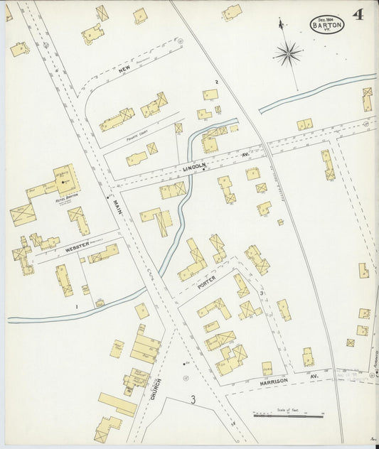 Sanborn Fire Insurance Map from Barton, Orleans County, Vermont (1904), Sheet #0004 - Historic Sanborn Fire Insurance Map Print, vintage old map wall art, antique decor, genealogy gift, Vermont Vermont map
