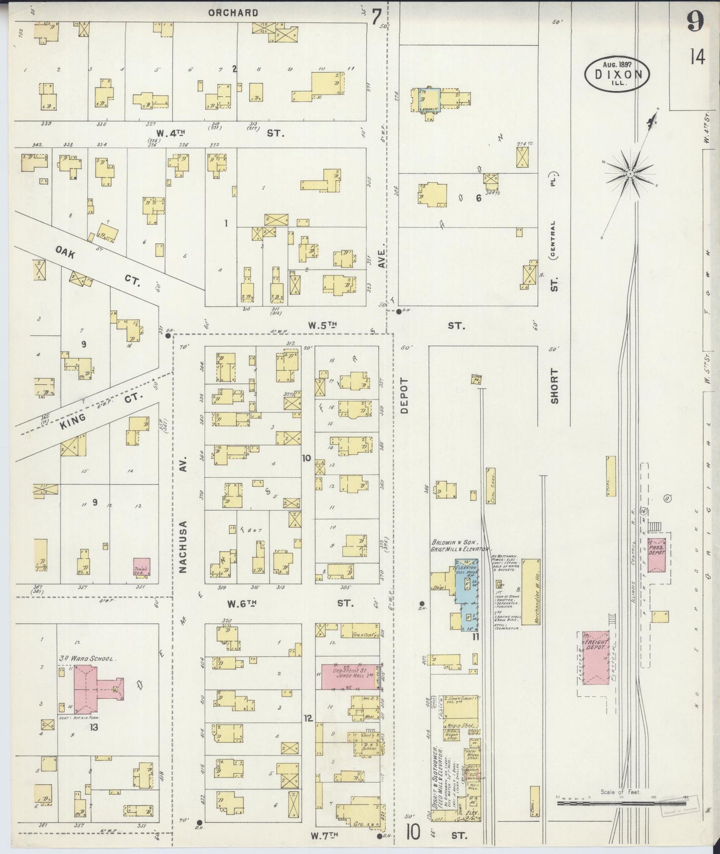 Sanborn Fire Insurance Map from Dixon, Lee County, Illinois (1897), Sheet #0009 - Complete Map Set gallery image, historic Sanborn map, vintage wall art, Illinois Illinois