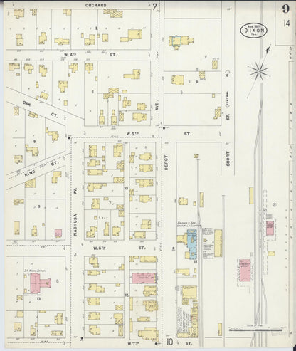 Sanborn Fire Insurance Map from Dixon, Lee County, Illinois (1897), Sheet #0009 - Complete Map Set gallery image, historic Sanborn map, vintage wall art, Illinois Illinois