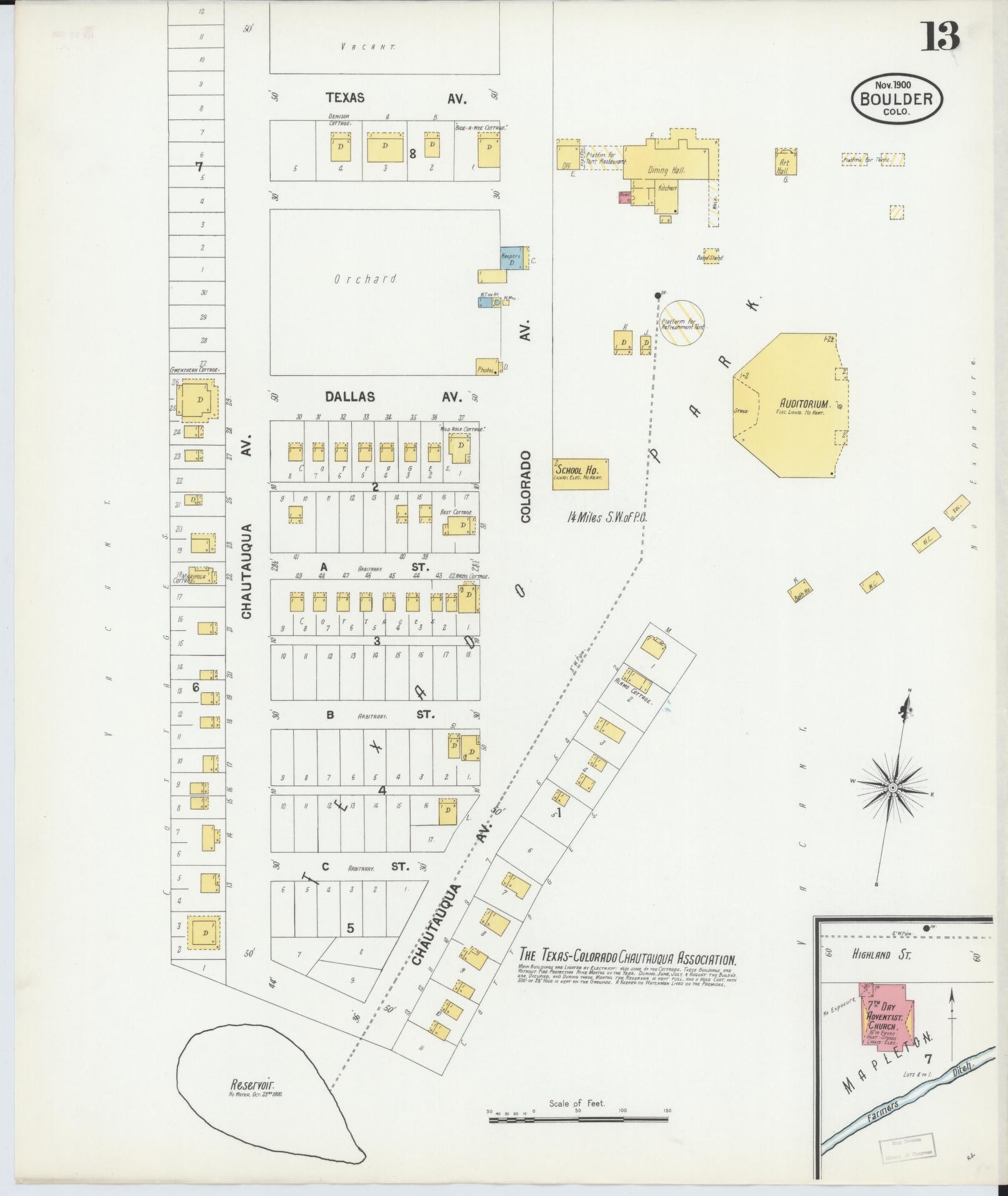 Sanborn Fire Insurance Map from Boulder, Boulder County, Colorado (1900), Sheet #0013 - Complete Map Set gallery image, historic Sanborn map, vintage wall art, Colorado Colorado