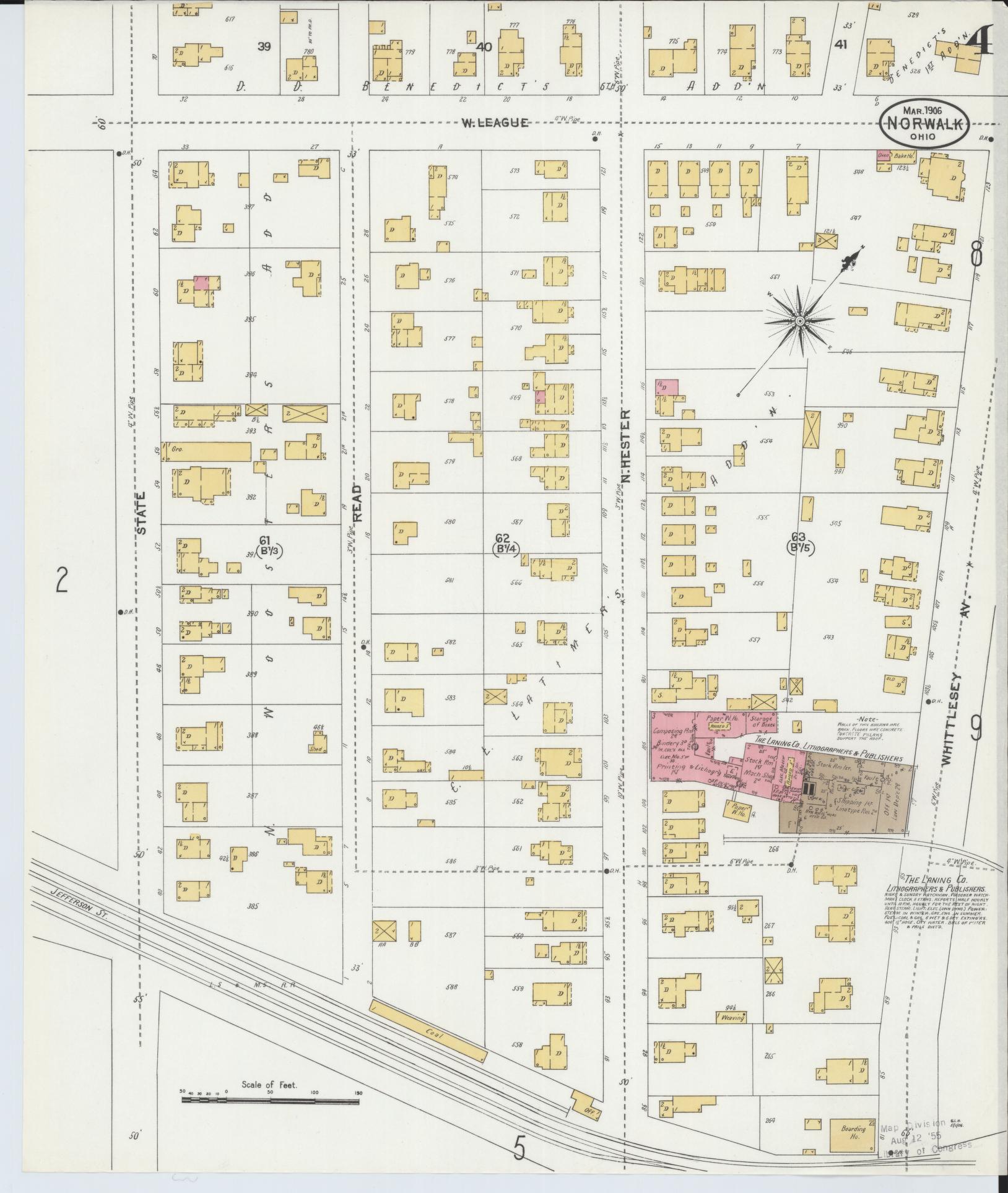 Sanborn Fire Insurance Map from Norwalk, Huron County, Ohio (1906), Sheet #0004 - Historic Sanborn Fire Insurance Map Print, vintage old map wall art, antique decor, genealogy gift, Ohio Ohio map