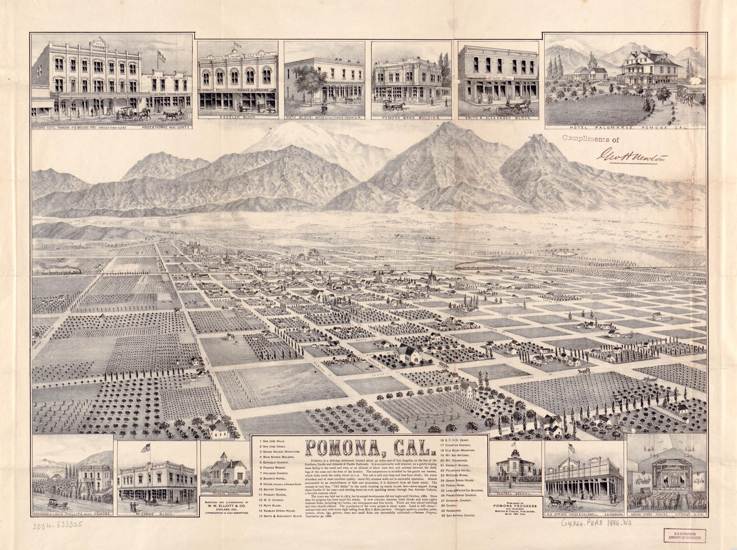 Pomona, Cal. (1986) – Historic Bird’s-Eye View Panorama Print